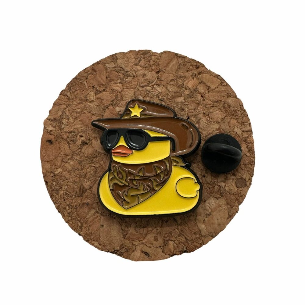 ✨Enamel Lapel Pin duck cap with cowboy hat glasses and bandana metal brooch✨ - Picture 2 of 5